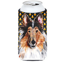 Collie Candy Corn Halloween Tall Boy Beverage Insulator Hugger SC9646TBC