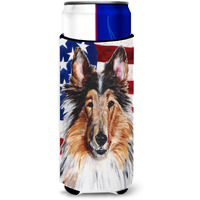 Collie with American Flag USA Ultra Beverage Insulators for slim cans SC9622MUK