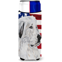Great Pyrenees with American Flag USA Ultra Beverage Insulators for slim cans SC9642MUK