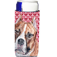 Staffordshire Bull Terrier Staffie Hearts and Love Ultra Beverage Insulators for slim cans SC9704MUK
