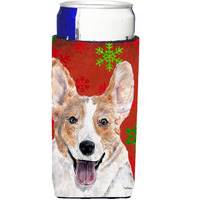Cardigan Corgi Red Snowflakes Holiday Ultra Beverage Insulators for slim cans SC9744MUK