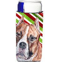 Staffordshire Bull Terrier Staffie Candy Cane Christmas Ultra Beverage Insulators for slim cans SC9800MUK