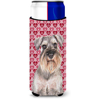 Hearts Love and Valentine's Day Schnauzer Ultra Beverage Insulators for slim cans KJ1193MUK