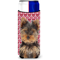Hearts Love and Valentine's Day Yorkie Puppy / Yorkshire Terrier Ultra Beverage Insulators for slim cans KJ1195MUK