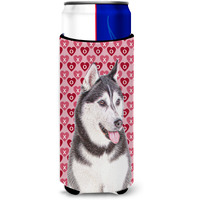Hearts Love and Valentine's Day Alaskan Malamute Ultra Beverage Insulators for slim cans KJ1189MUK