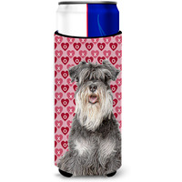 Hearts Love and Valentine's Day Schnauzer Ultra Beverage Insulators for slim cans KJ1192MUK