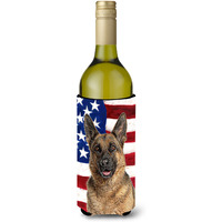 USA American Flag with German Shepherd Wine Bottle Beverage Insulator Hugger KJ1159LITERK