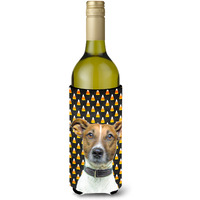 Candy Corn Halloween Jack Russell Terrier Wine Bottle Beverage Insulator Hugger KJ1211LITERK