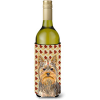 Fall Leaves Yorkie / Yorkshire Terrier Wine Bottle Beverage Insulator Hugger KJ1205LITERK