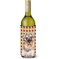 Fall Leaves Schnauzer Wine Bottle Beverage Insulator Hugger KJ1207LITERK