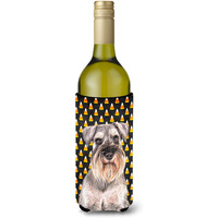 Candy Corn Halloween Schnauzer Wine Bottle Beverage Insulator Hugger KJ1214LITERK