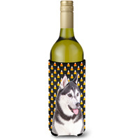 Candy Corn Halloween Alaskan Malamute Wine Bottle Beverage Insulator Hugger KJ1210LITERK