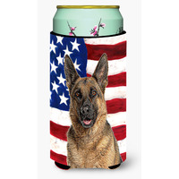 USA American Flag with German Shepherd Tall Boy Beverage Insulator Hugger KJ1159TBC