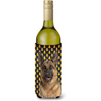 Candy Corn Halloween German Shepherd Wine Bottle Beverage Insulator Hugger KJ1215LITERK