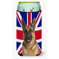 German Shepherd with English Union Jack British Flag Tall Boy Beverage Insulator Hugger KJ1166TBC