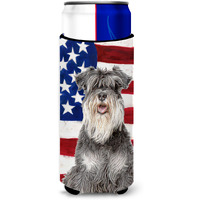 USA American Flag with Schnauzer Ultra Beverage Insulators for slim cans KJ1157MUK