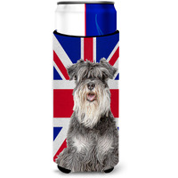 Schnauzer with English Union Jack British Flag Ultra Beverage Insulators for slim cans KJ1164MUK