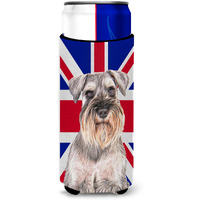 Schnauzer with English Union Jack British Flag Ultra Beverage Insulators for slim cans KJ1165MUK