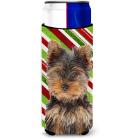 Candy Cane Holiday Christmas Yorkie Puppy / Yorkshire Terrier Ultra Beverage Insulators for slim cans KJ1174MUK