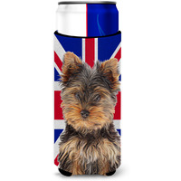 Yorkie Puppy / Yorkshire Terrier with English Union Jack British Flag Ultra Beverage Insulators for slim cans KJ1167MUK