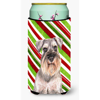 Candy Cane Holiday Christmas Schnauzer Tall Boy Beverage Insulator Hugger KJ1172TBC