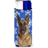 Winter Snowflakes Holiday German Shepherd Ultra Beverage Insulators for slim cans KJ1180MUK