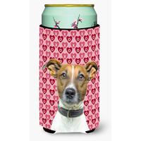 Hearts Love and Valentines Day Jack Russell Terrier Tall Boy Beverage Insulator Hugger KJ1190TBC