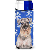 Winter Snowflakes Holiday Schnauzer Ultra Beverage Insulators for slim cans KJ1179MUK