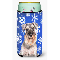Winter Snowflakes Holiday Schnauzer Tall Boy Beverage Insulator Hugger KJ1179TBC
