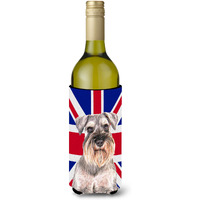 Schnauzer with English Union Jack British Flag Wine Bottle Beverage Insulator Hugger KJ1165LITERK