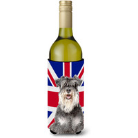 Schnauzer with English Union Jack British Flag Wine Bottle Beverage Insulator Hugger KJ1164LITERK