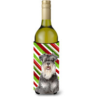 Candy Cane Holiday Christmas Schnauzer Wine Bottle Beverage Insulator Hugger KJ1171LITERK