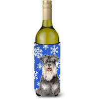 Winter Snowflakes Holiday Schnauzer Wine Bottle Beverage Insulator Hugger KJ1178LITERK