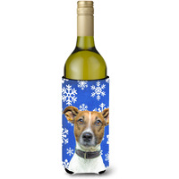Winter Snowflakes Holiday Jack Russell Terrier Wine Bottle Beverage Insulator Hugger KJ1176LITERK