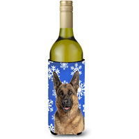 Winter Snowflakes Holiday German Shepherd Wine Bottle Beverage Insulator Hugger KJ1180LITERK