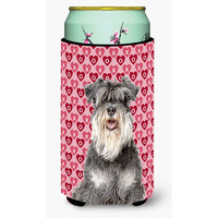 Hearts Love and Valentines Day Schnauzer Tall Boy Beverage Insulator Hugger KJ1192TBC