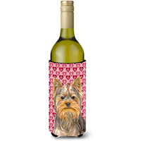 Hearts Love and Valentine's Day Yorkie / Yorkshire Terrier Wine Bottle Beverage Insulator Hugger KJ1191LITERK
