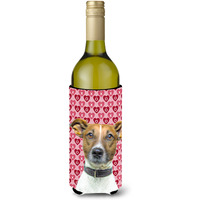 Hearts Love and Valentine's Day Jack Russell Terrier Wine Bottle Beverage Insulator Hugger KJ1190LITERK