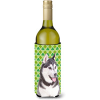 St. Patrick's Day Shamrock Alaskan Malamute Wine Bottle Beverage Insulator Hugger KJ1196LITERK