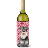 Hearts Love and Valentine's Day Schnauzer Wine Bottle Beverage Insulator Hugger KJ1192LITERK
