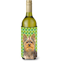 St. Patrick's Day Shamrock Yorkie / Yorkshire Terrier Wine Bottle Beverage Insulator Hugger KJ1198LITERK