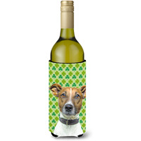 St. Patrick's Day Shamrock Jack Russell Terrier Wine Bottle Beverage Insulator Hugger KJ1197LITERK