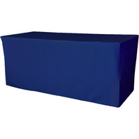 LA Linen Polyester Poplin Fitted tablecloth 96"L x 30"W x 30"H, Royal Blue
