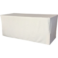 LA Linen Polyester Poplin Fitted tablecloth 96"L x 30"W x 30"H, White