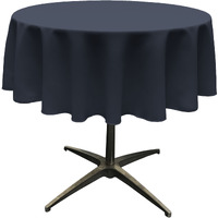 LA Linen Polyester Poplin Tablecloth 51-Inches Round, Navy Blue