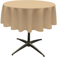 LA Linen Polyester Poplin Tablecloth 51-Inches Round, Khaki