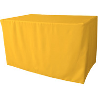 LA Linen Polyester Poplin Fitted tablecloth 48"L x 24"W x 30"H, Dark Yellow