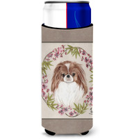 Japanese Chin Wreath of Flowers Ultra Beverage Insulators for slim cans MH1009MUK