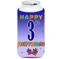 Happy 3rd Birthday Tall Boy Beverage Insulator Hugger CJ1094TBC