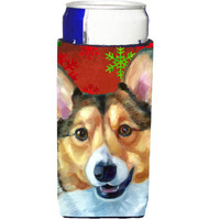Corgi Red Snowflakes Holiday Christmas Ultra Beverage Insulators for slim cans LH9581MUK